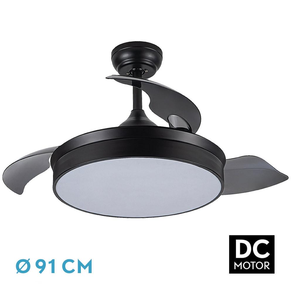 ventilador Dc Cala Negro 48w 4800lm 3asp.desp 91d 6 Velocidades 3000-4000-6000k Remoto+temporiza+memoria
