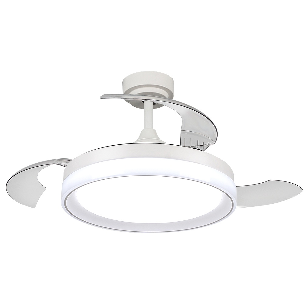 ventilador de techo led, diseño moderno, luz blanca, eficiente, ideal para climatización y decoración en espacios interiores.