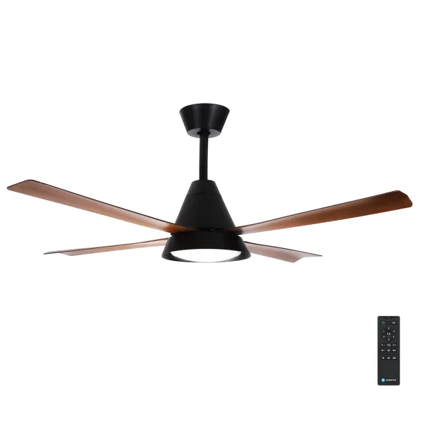 ventilador de techo con luz, 52 pulgadas, 4 aspas, 6 velocidades, color negro - ideal para refrescar ambientes y mejorar la iluminación.