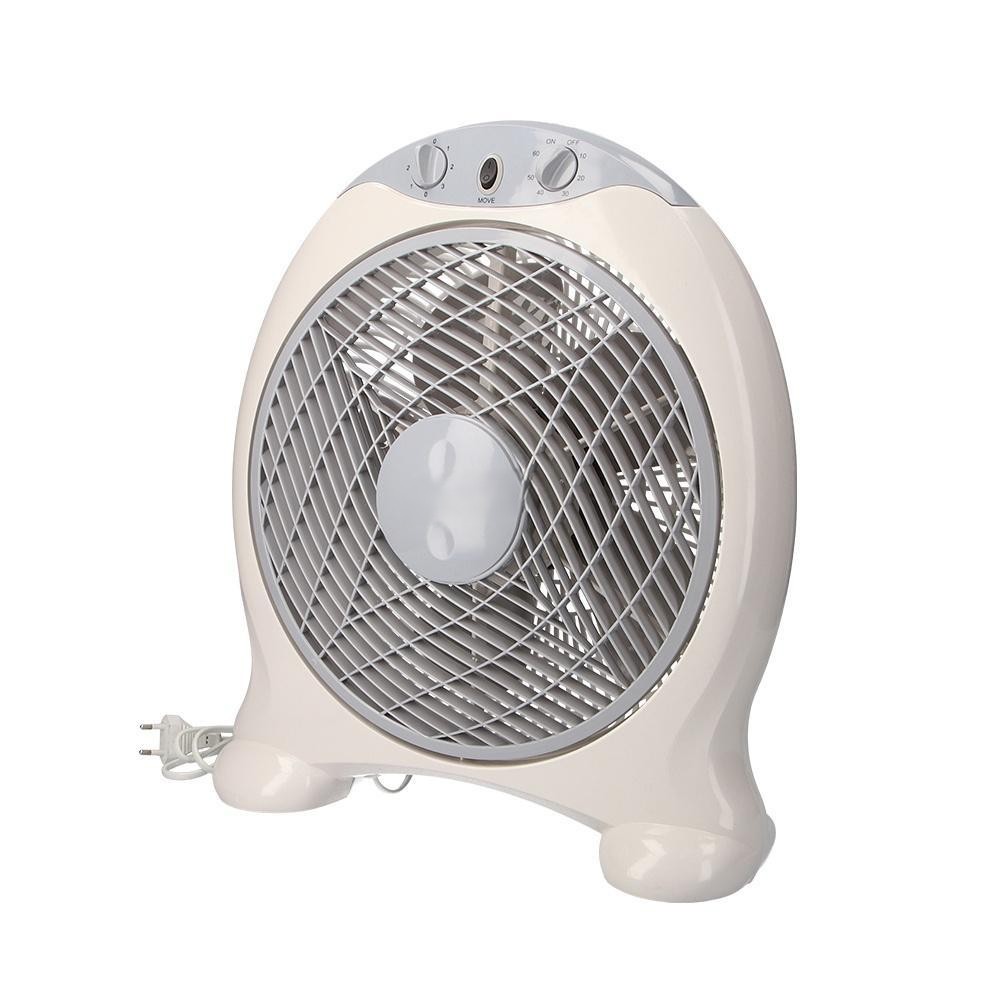 ventilador box fan 45w, aspas de 30.5 cm, dimensiones 38.5x13x46 cm, ideal para ventilación y refrigeración en espacios reducidos.