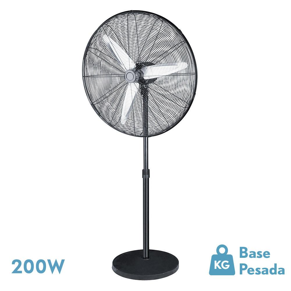 ventilador De Pie Alarcon 200w Negro 3vel 80d 3asp.aluminio Plata Orientable Y Oscilante