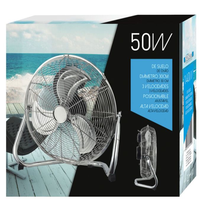 ventilador de suelo 50w velocidad, ideal para refrescar espacios grandes y mejorar la circulación del aire.