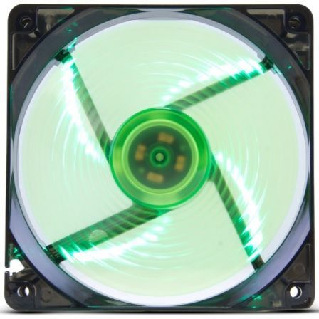 ventilador 12 cm con led verde, 120 mm, bajo ruido y múltiples velocidades, ideal para refrigerar componentes y mejorar la circulación del aire.