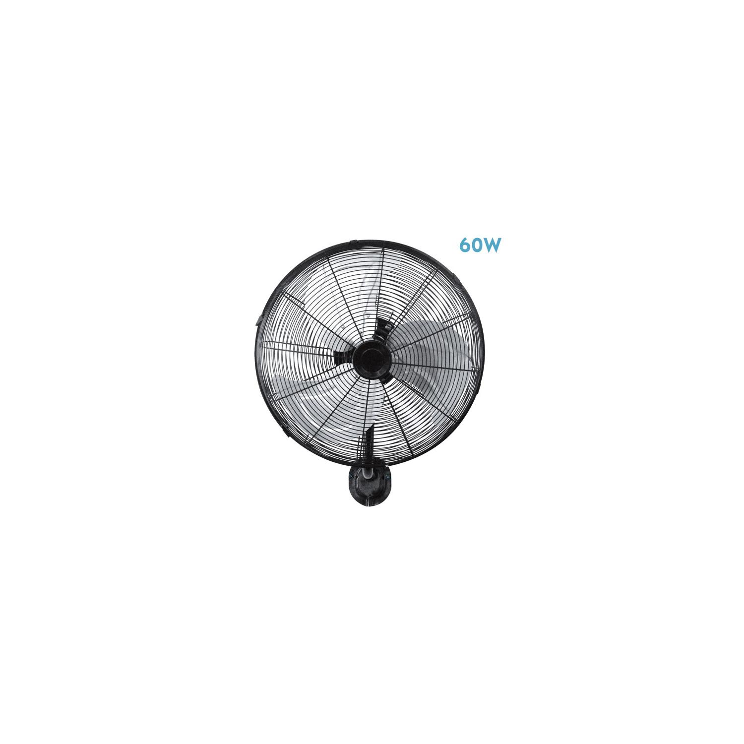 ventilador negro/plata de pared, 60W 3 velocidades, orientable y oscilante, 57,5x40x54 cm