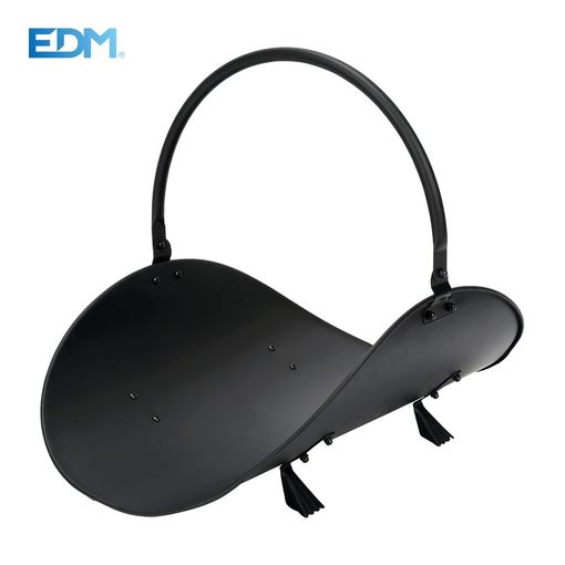 cesta metálica para leña, color negro, diseño resistente, ideal para almacenamiento y organización de leña en el hogar.